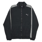 PUMA Mens Black & Grey Track Jacket L Cotton Stripe Side Zip Casual Sportswear
