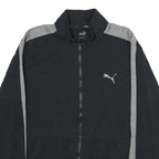 PUMA Mens Black & Grey Track Jacket L Cotton Stripe Side Zip Casual Sportswear