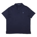 POLO RALPH LAUREN Mens Navy Blue Short Sleeve Plain XL Cotton Blend Polo Shirt