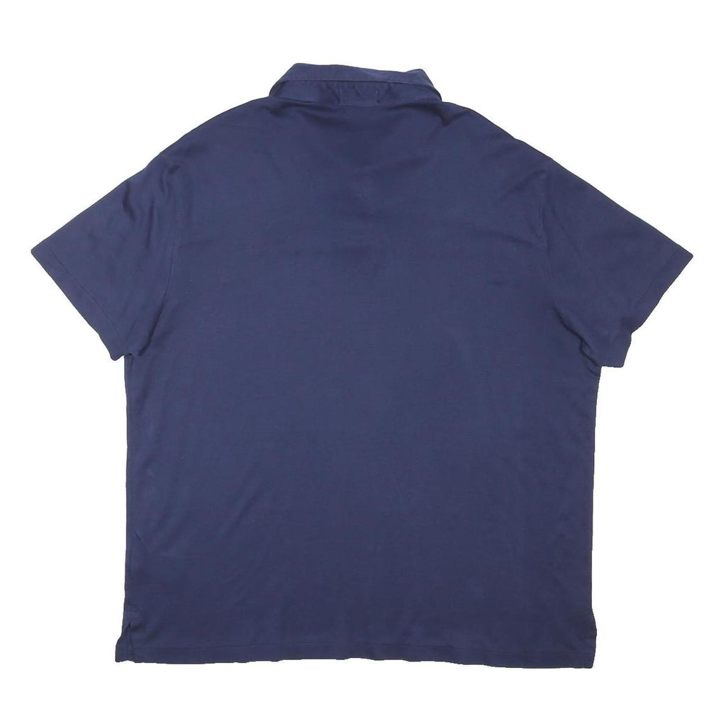 POLO RALPH LAUREN Mens Navy Blue Short Sleeve Plain XL Cotton Blend Polo Shirt