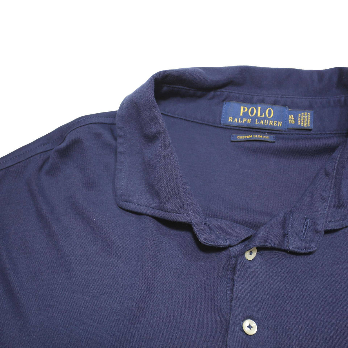 POLO RALPH LAUREN Mens Navy Blue Short Sleeve Plain XL Cotton Blend Polo Shirt