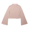 NOBODY'S CHILD Womens Pink Beige Striped Ribbed Top Long Sleeve High Neck UK 12