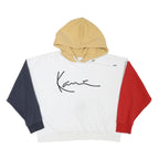 KARL KANI Womens White Beige & Red Colourblock Pullover Hoodie S Signature Logo