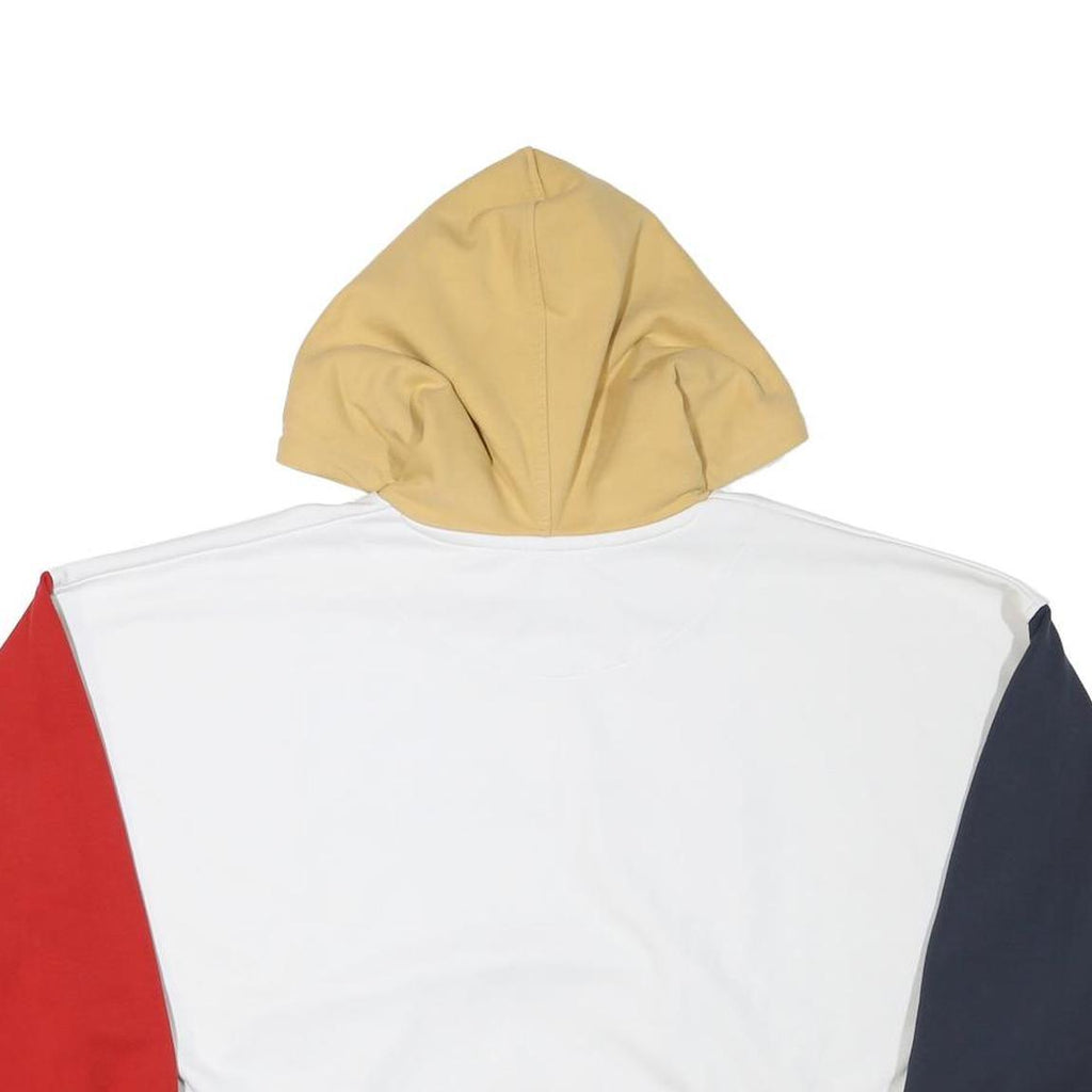 KARL KANI Womens White Beige & Red Colourblock Pullover Hoodie S Signature Logo