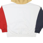 KARL KANI Womens White Beige & Red Colourblock Pullover Hoodie S Signature Logo