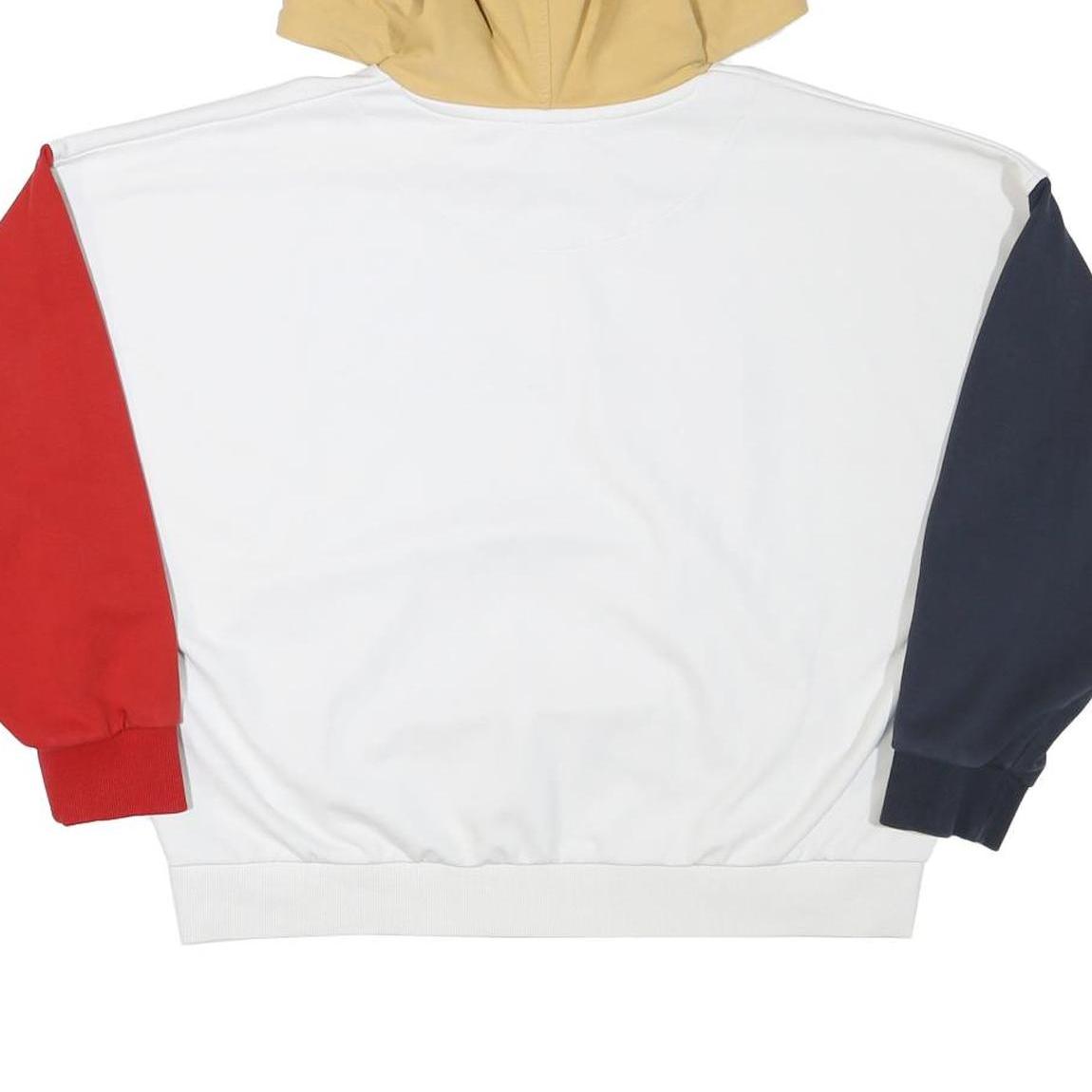 KARL KANI Womens White Beige & Red Colourblock Pullover Hoodie S Signature Logo