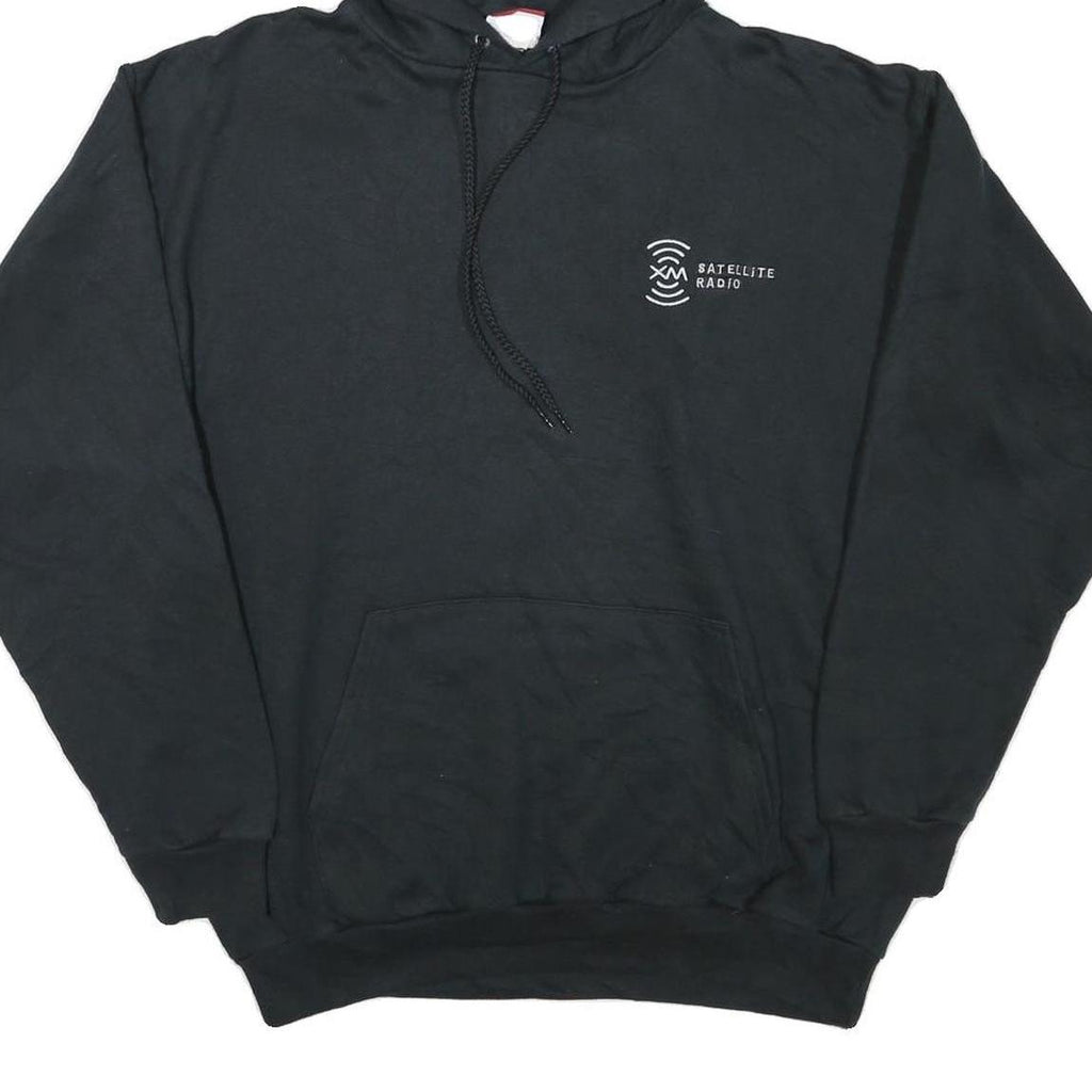 CHAMPION Mens Black Satellite Radio Hoodie L Cotton Blend Pullover Casual