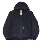CARHARTT Active Mens Blue Hooded Zip Jacket M Cotton Workwear Plain Casual