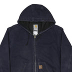 CARHARTT Active Mens Blue Hooded Zip Jacket M Cotton Workwear Plain Casual