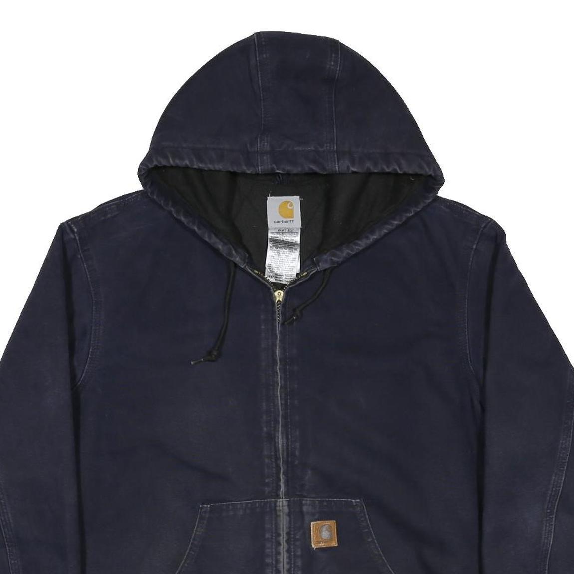 CARHARTT Active Mens Blue Hooded Zip Jacket M Cotton Workwear Plain Casual