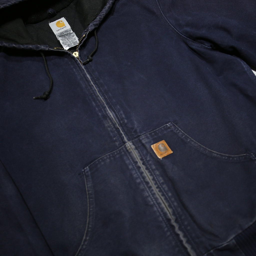 CARHARTT Active Mens Blue Hooded Zip Jacket M Cotton Workwear Plain Casual