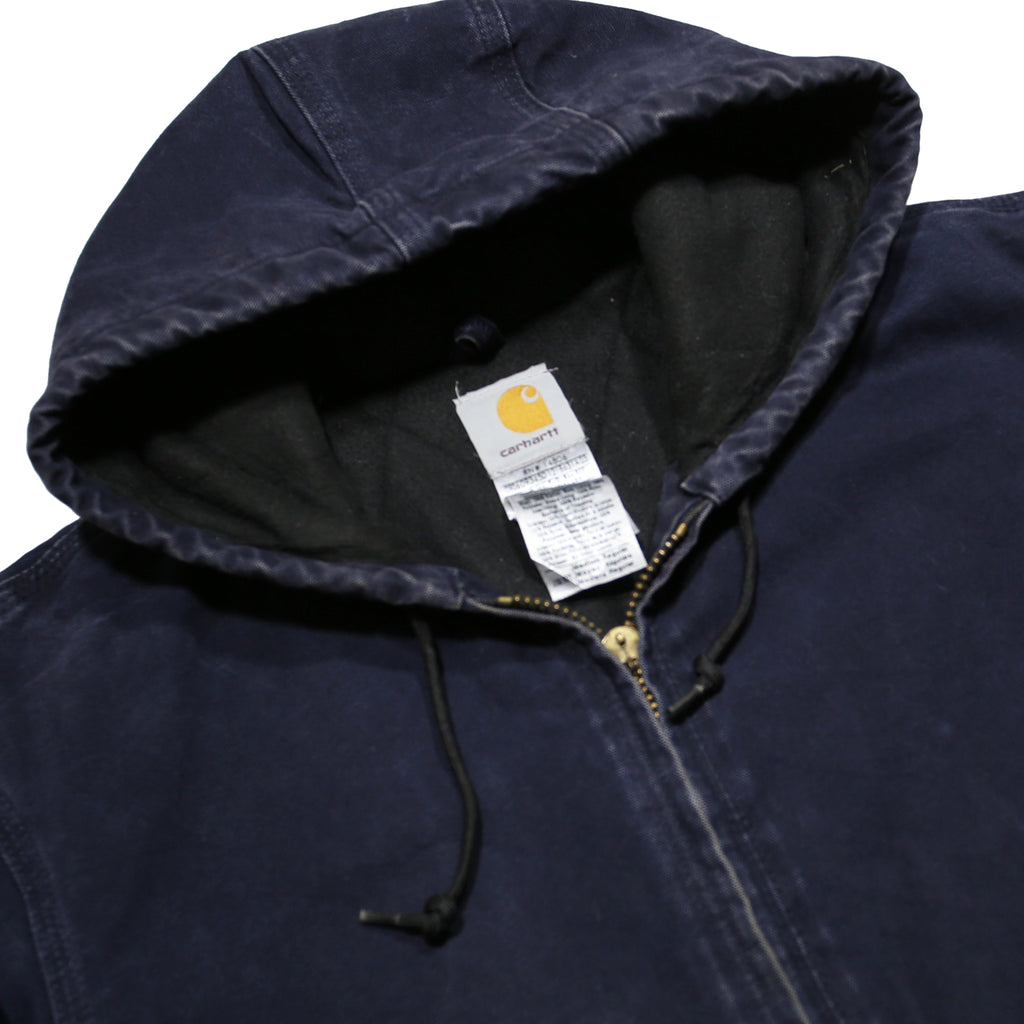 CARHARTT Active Mens Blue Hooded Zip Jacket M Cotton Workwear Plain Casual