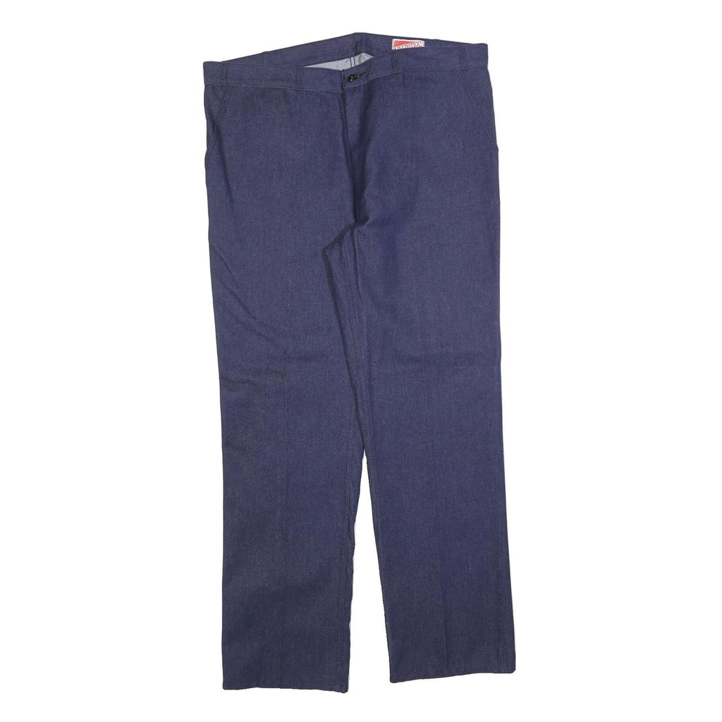 VALTODEX Mens Cotton Blend Blue Regular Fit Straight Trousers W40 L32 Casual