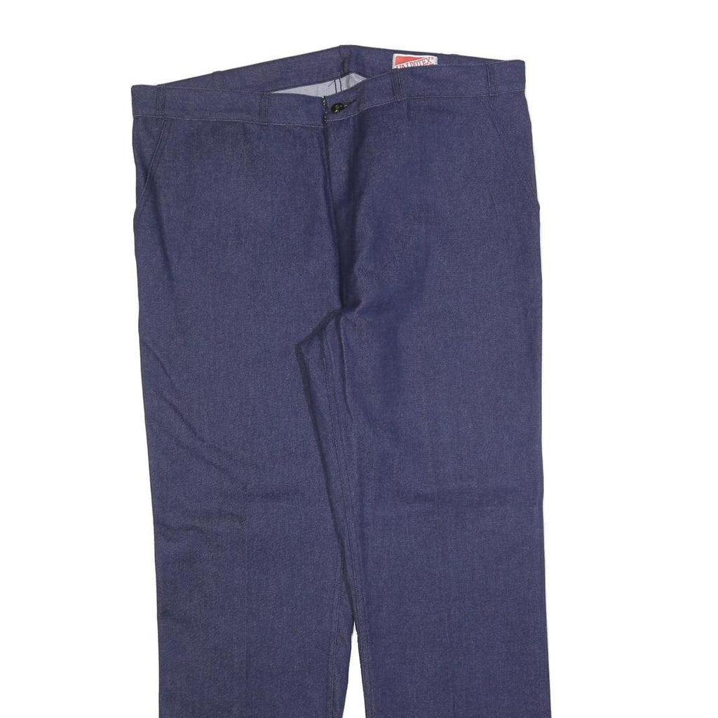 VALTODEX Mens Cotton Blend Blue Regular Fit Straight Trousers W40 L32 Casual