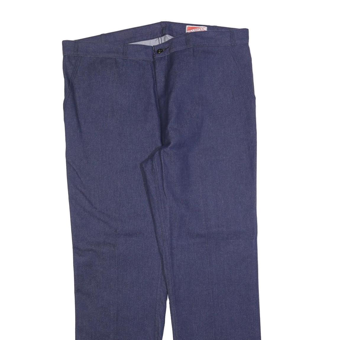 VALTODEX Mens Cotton Blend Blue Regular Fit Straight Trousers W40 L32 Casual