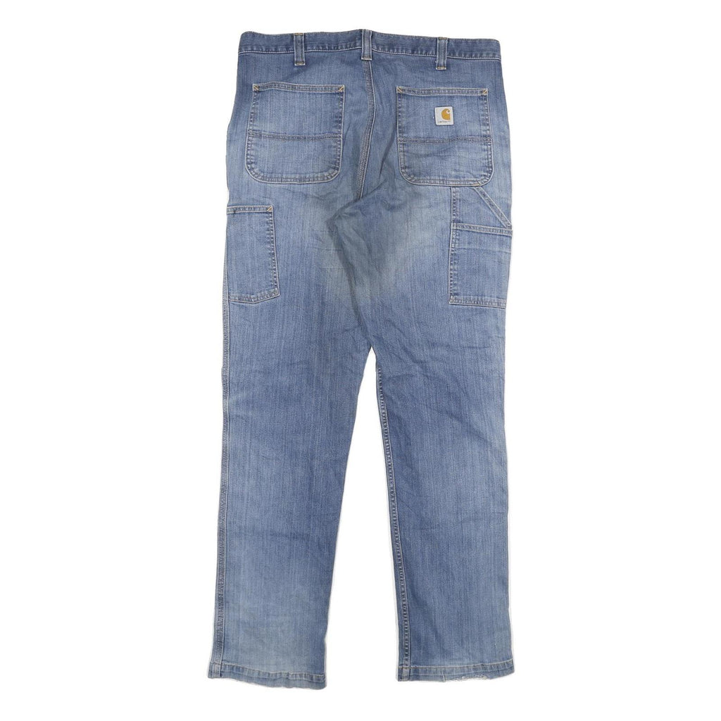 CARHARTT Mens Relaxed Fit Blue Denim Jeans W36 L34 Casual Workwear Zip Closure