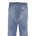 CARHARTT Mens Relaxed Fit Blue Denim Jeans W36 L34 Casual Workwear Zip Closure