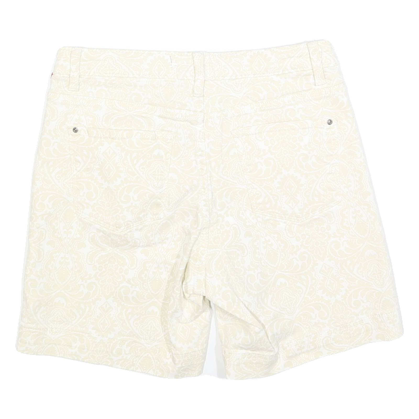 LEE Womens Cream Paisley Casual Shorts S W28 Stylish Patterned Cotton
