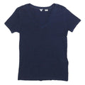 LEVI'S Womens Blue Basic Top Short Sleeve V-Neck S Cotton Blend Casual
