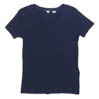 LEVI'S Womens Blue Basic Top Short Sleeve V-Neck S Cotton Blend Casual