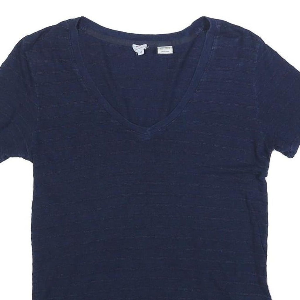 LEVI'S Womens Blue Basic Top Short Sleeve V-Neck S Cotton Blend Casual