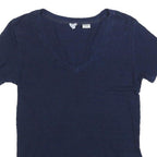 LEVI'S Womens Blue Basic Top Short Sleeve V-Neck S Cotton Blend Casual