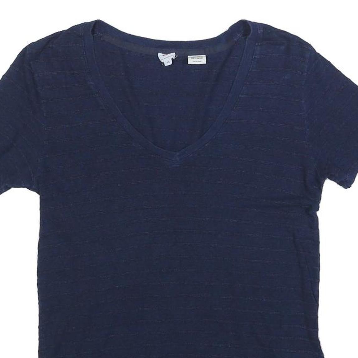 LEVI'S Womens Blue Basic Top Short Sleeve V-Neck S Cotton Blend Casual