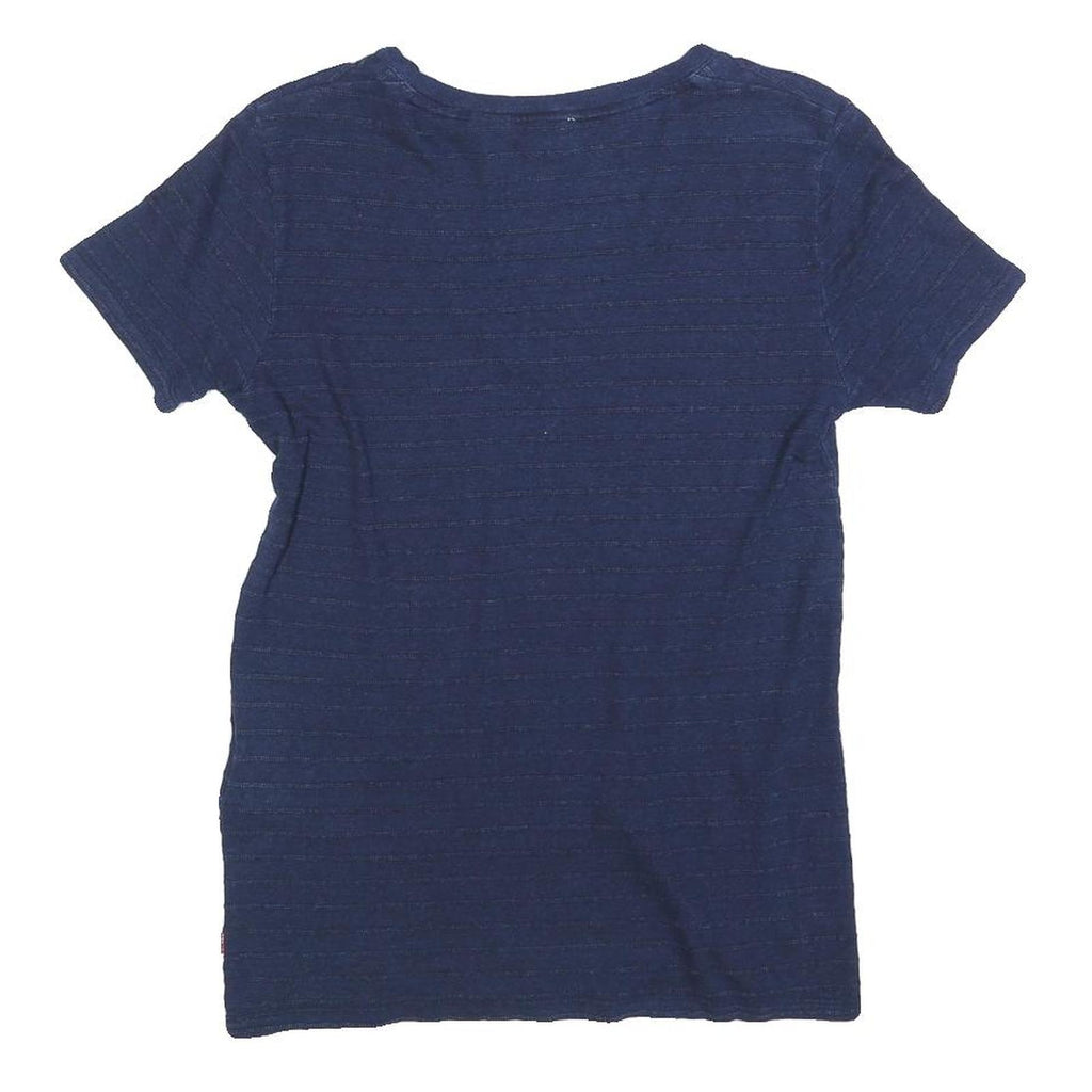LEVI'S Womens Blue Basic Top Short Sleeve V-Neck S Cotton Blend Casual
