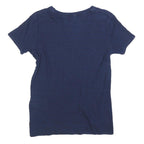 LEVI'S Womens Blue Basic Top Short Sleeve V-Neck S Cotton Blend Casual