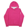 CHAMPION Womens Pink Cotton Blend Pullover Hoodie S Champion Logo Sleeve