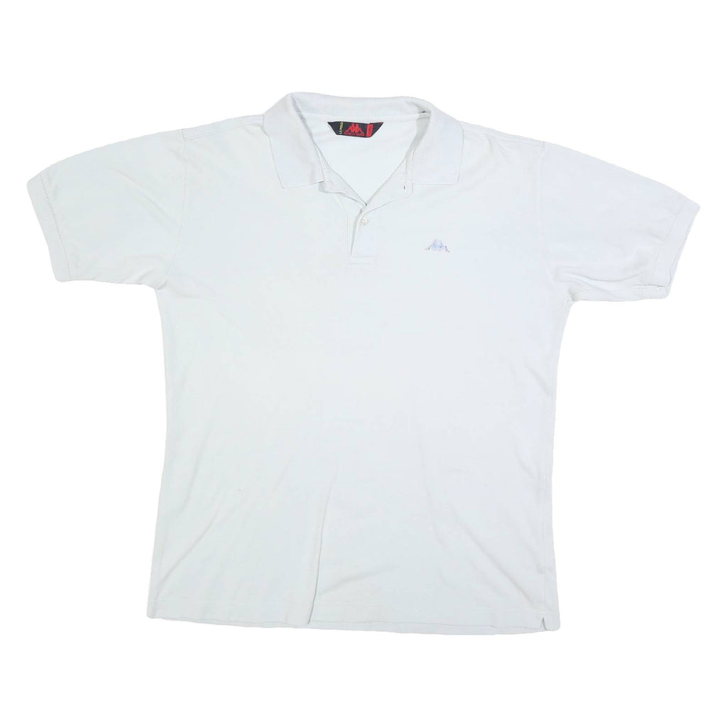 KAPPA Mens White Polo Shirt Short Sleeve Plain L Cotton Blend Casual Sportswear
