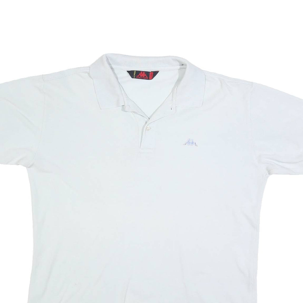 KAPPA Mens White Polo Shirt Short Sleeve Plain L Cotton Blend Casual Sportswear