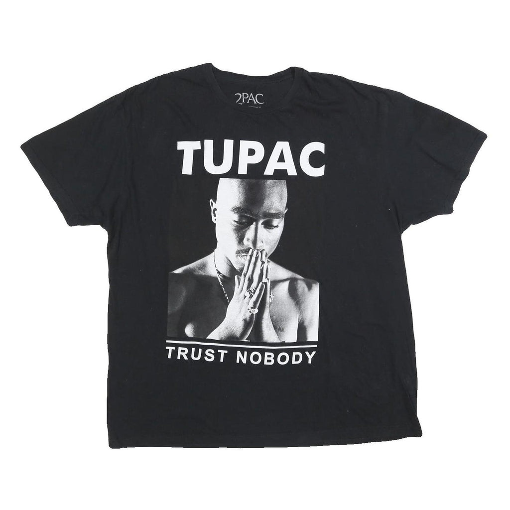 2PAC Mens Black Tupac Trust Nobody Graphic T-Shirt 2XL Short Sleeve Crew Neck