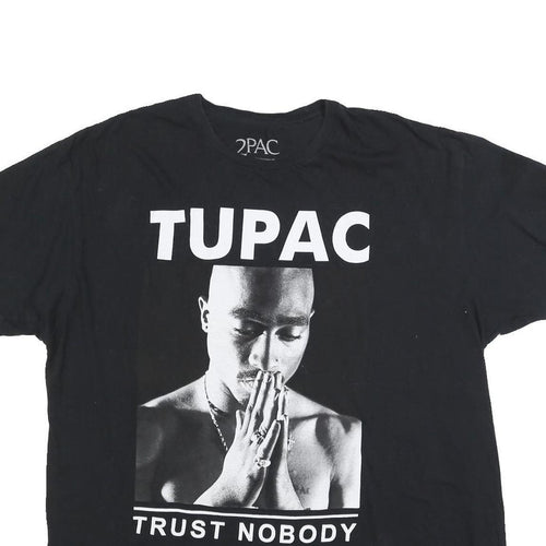 2PAC Mens Black Tupac Trust Nobody Graphic T-Shirt 2XL Short Sleeve Crew Neck