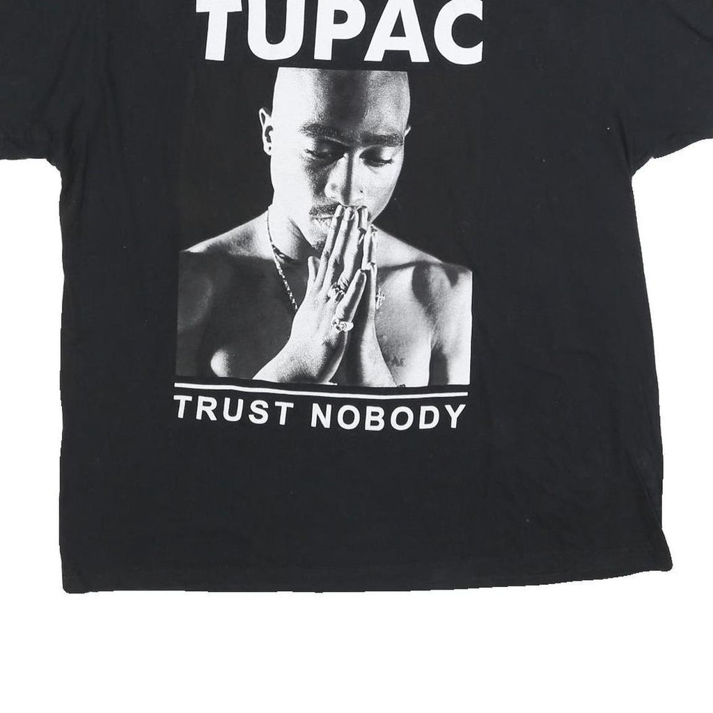2PAC Mens Black Tupac Trust Nobody Graphic T-Shirt 2XL Short Sleeve Crew Neck