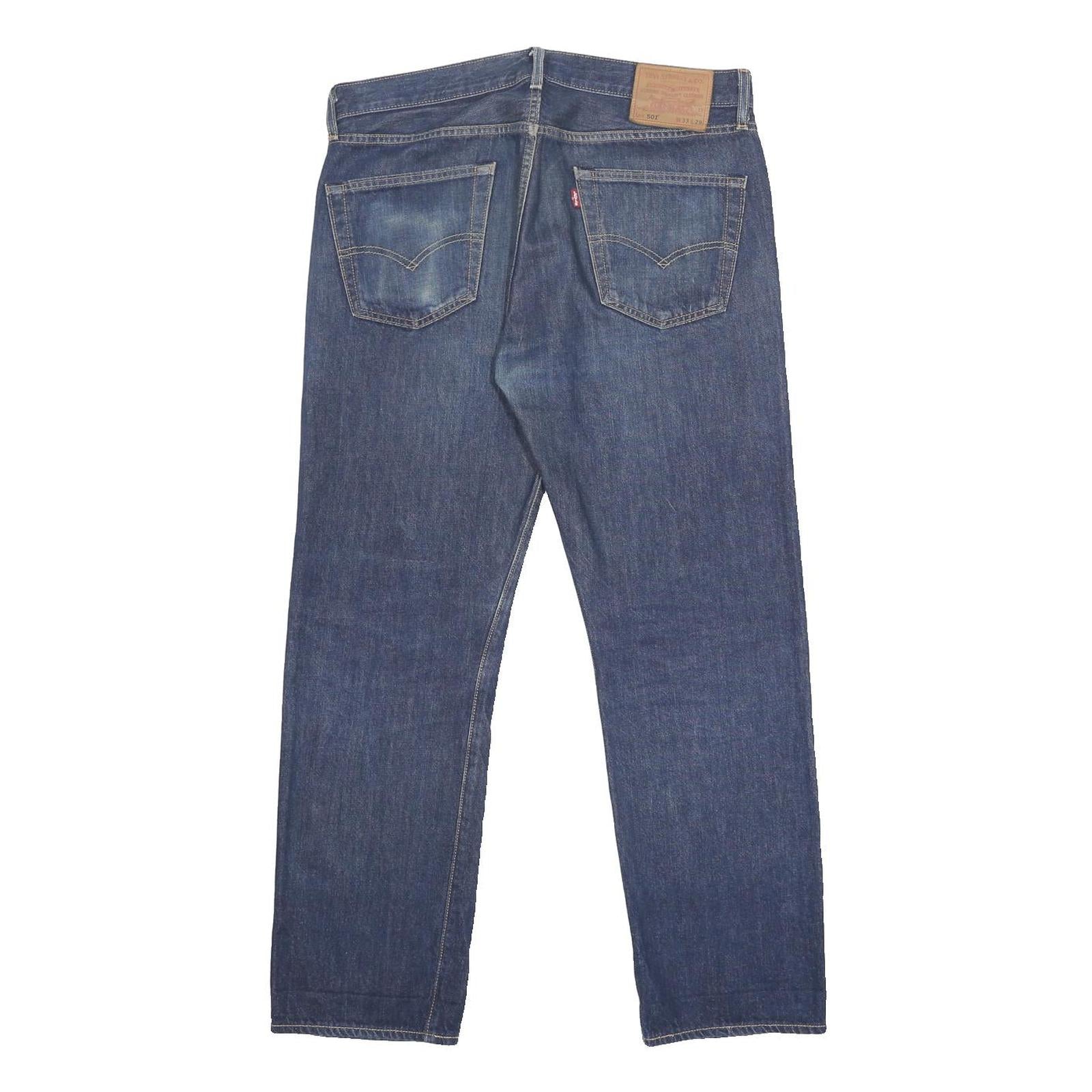 LEVI'S 501 Big E Mens Jeans Blue Regular Straight Denim Medium W33 L29 Button