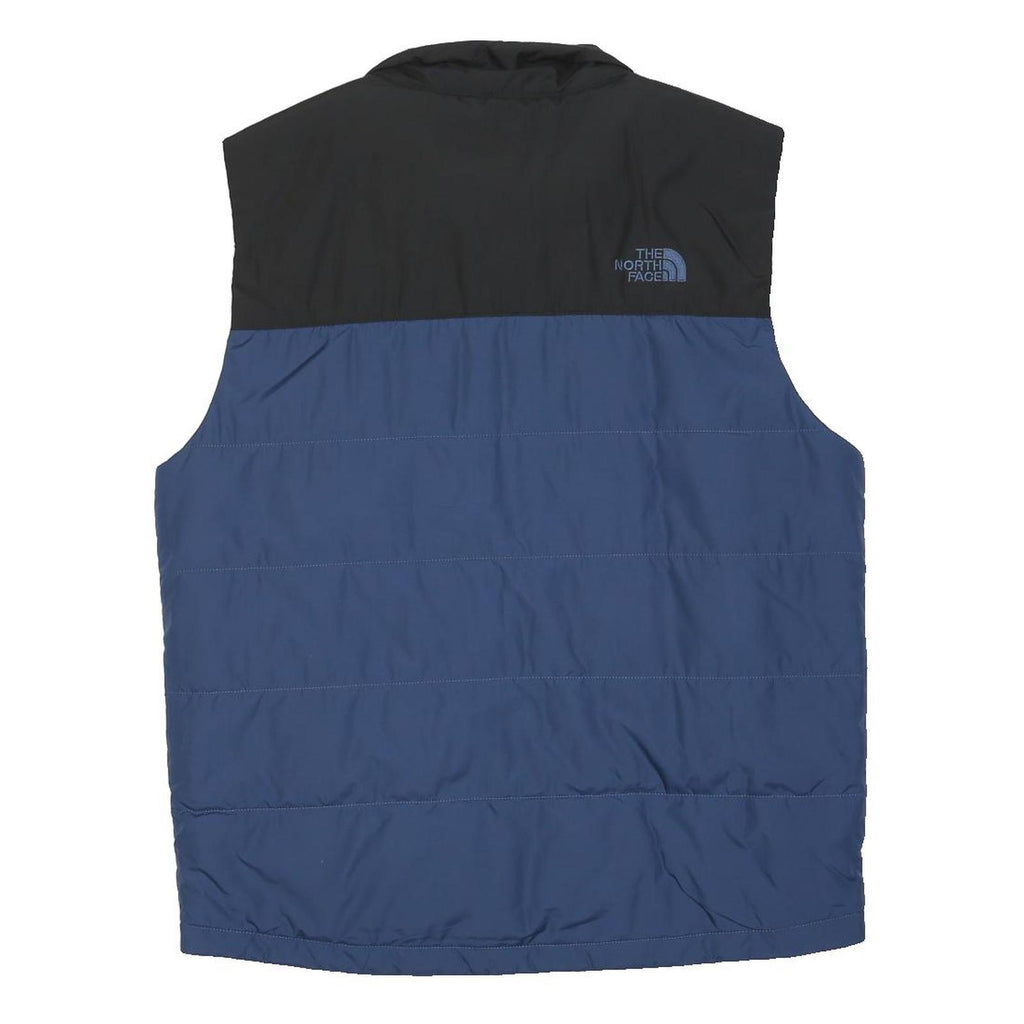 THE NORTH FACE Mens Blue & Black Sleeveless Zip Jacket M Polyester Blend Puffer