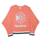 REEBOK Womens Coral Sweatshirt M Crew Neck Cotton Blend Logo Print