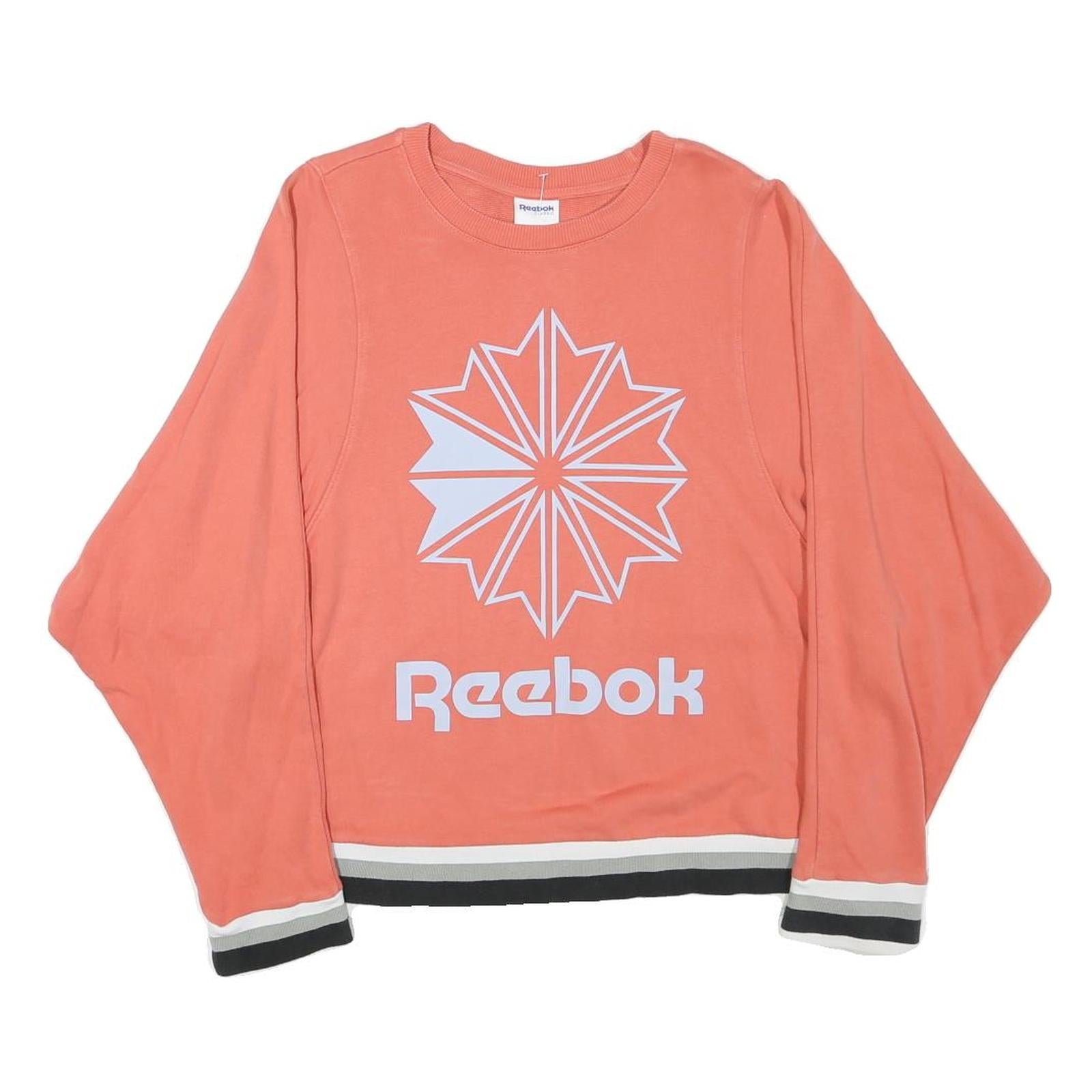 REEBOK Womens Coral Sweatshirt M Crew Neck Cotton Blend Logo Print