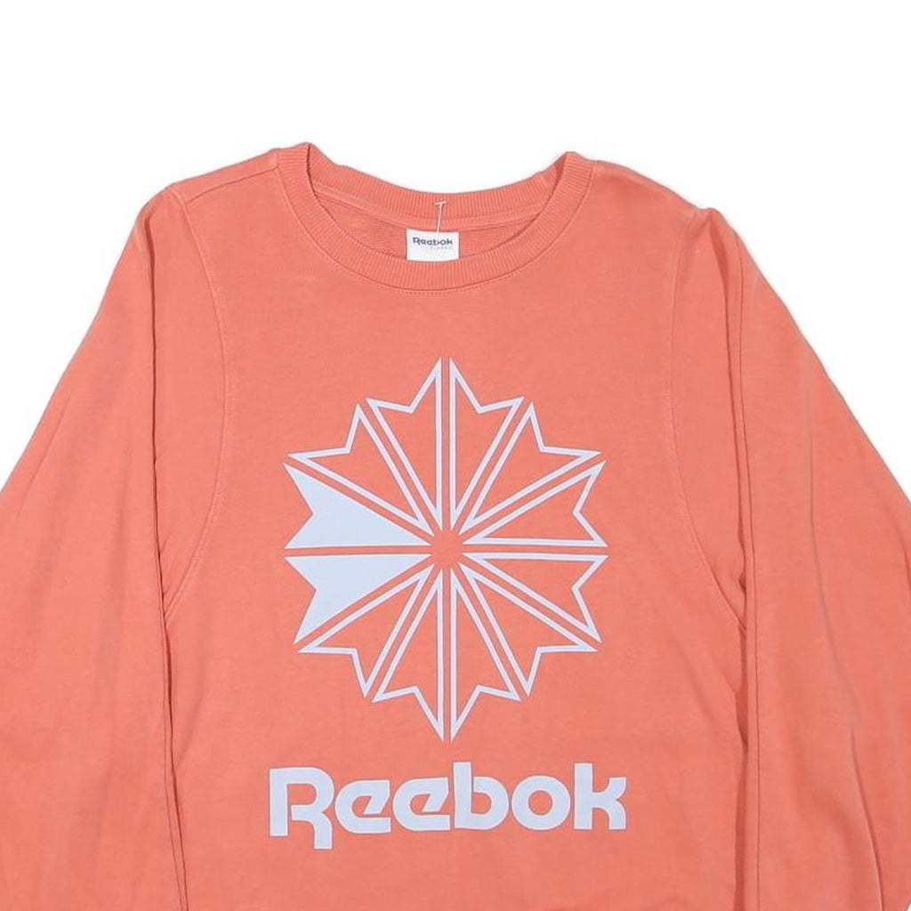 REEBOK Womens Coral Sweatshirt M Crew Neck Cotton Blend Logo Print