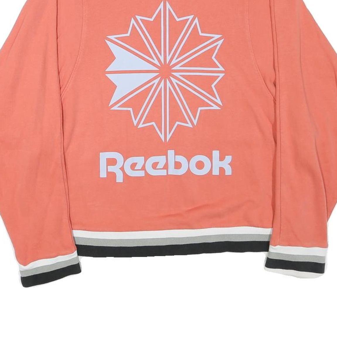 REEBOK Womens Coral Sweatshirt M Crew Neck Cotton Blend Logo Print