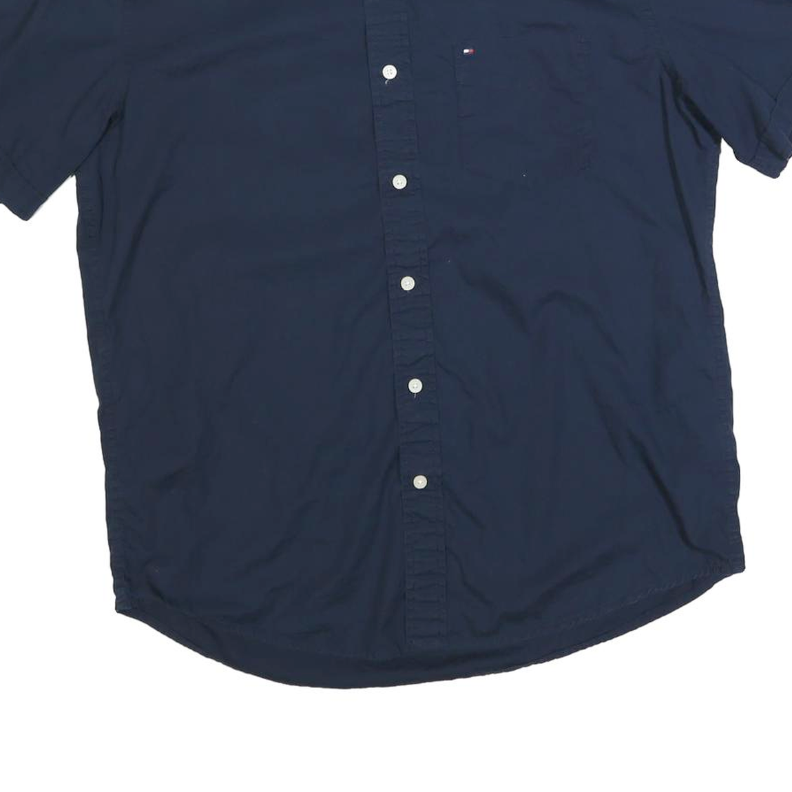 TOMMY HILFIGER Mens Navy Blue Short Sleeve Shirt M Button Down Casual