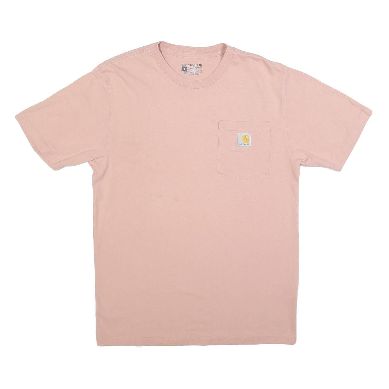 CARHARTT Mens Pink & Yellow Pocket T-Shirt S Short Sleeve Crew Neck Cotton Blend