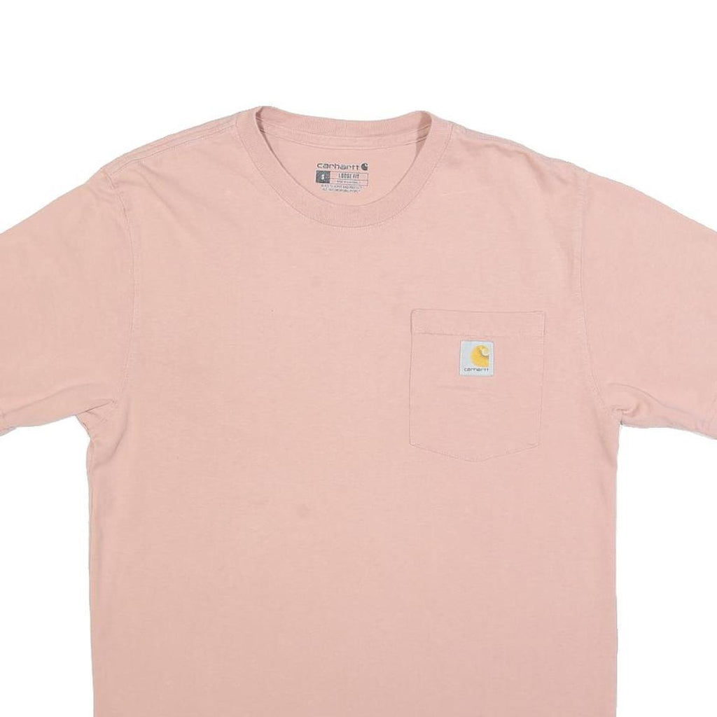 CARHARTT Mens Pink & Yellow Pocket T-Shirt S Short Sleeve Crew Neck Cotton Blend