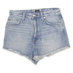 LEE Womens Shorts Blue Denim Casual M W28 Frayed Hem Classic Fit