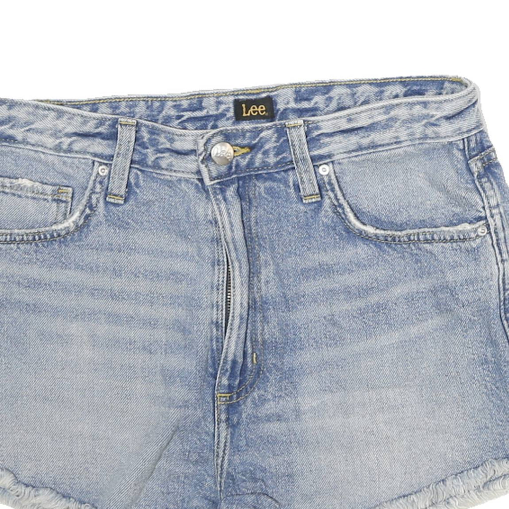 LEE Womens Shorts Blue Denim Casual M W28 Frayed Hem Classic Fit