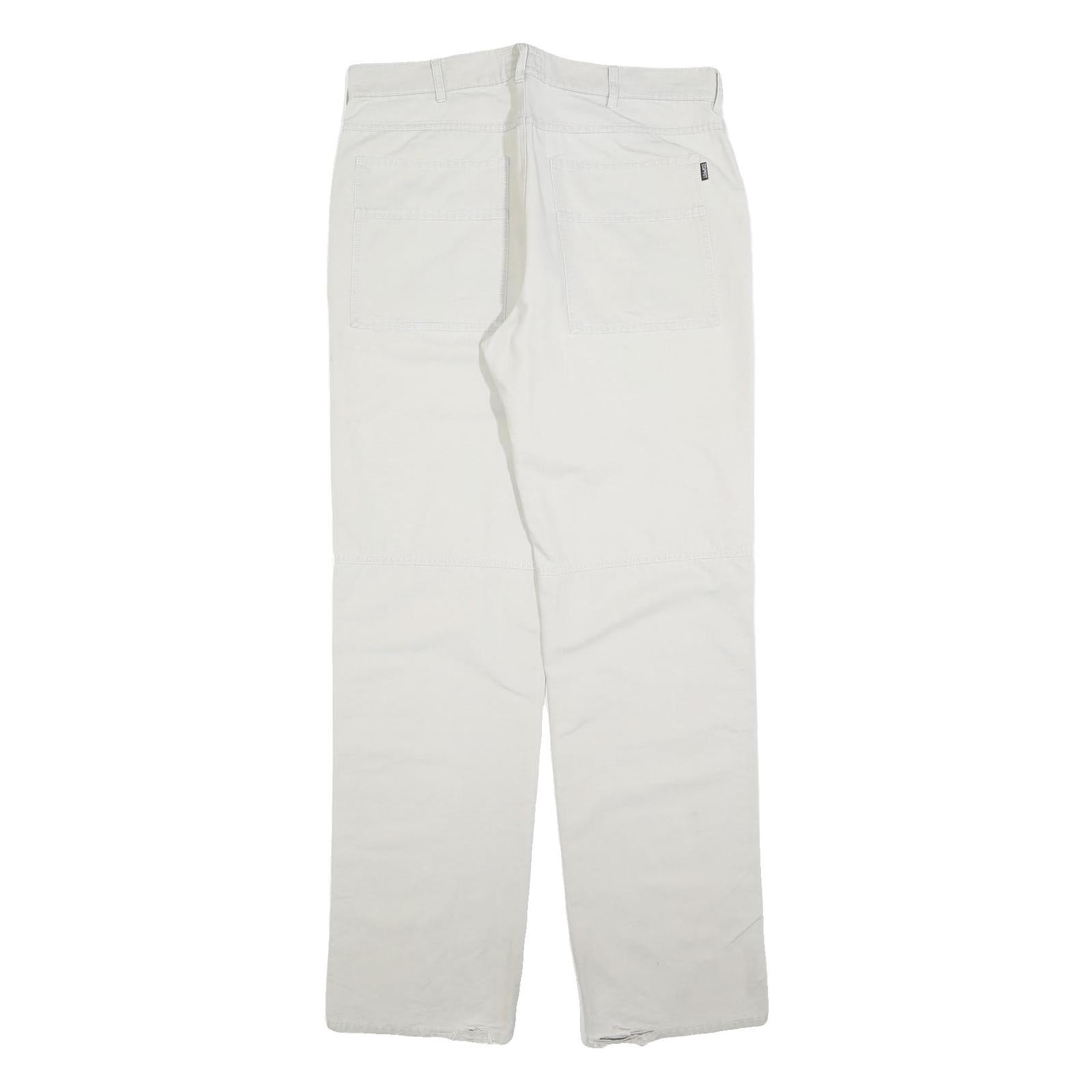 ESPRIT Womens Cotton Blend White Regular Fit Straight Leg Trousers W36 L34