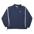 REEBOK Mens Blue & White Zip Jacket L Polyester Blend Plain Sports Casual