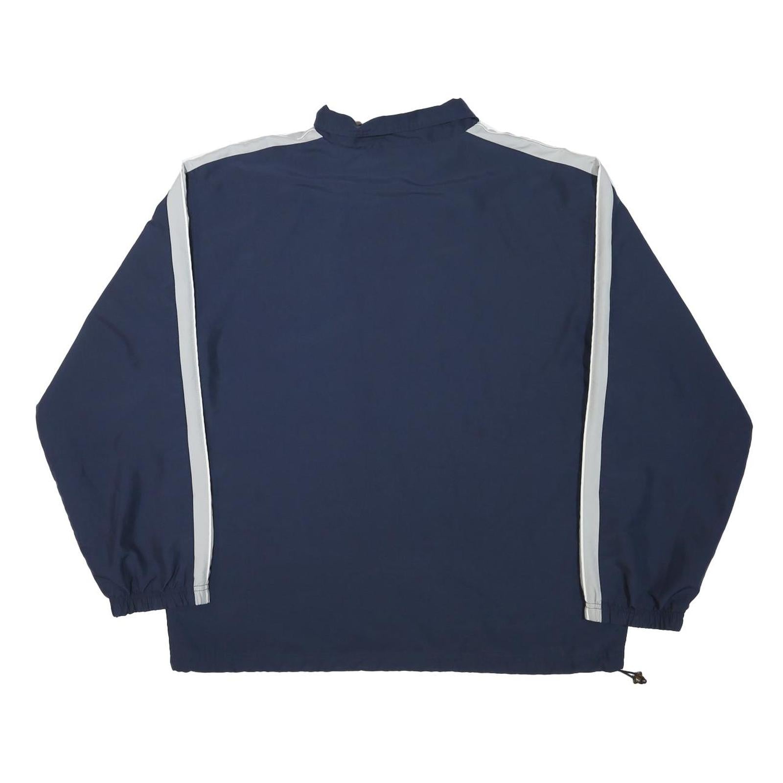 REEBOK Mens Blue & White Zip Jacket L Polyester Blend Plain Sports Casual