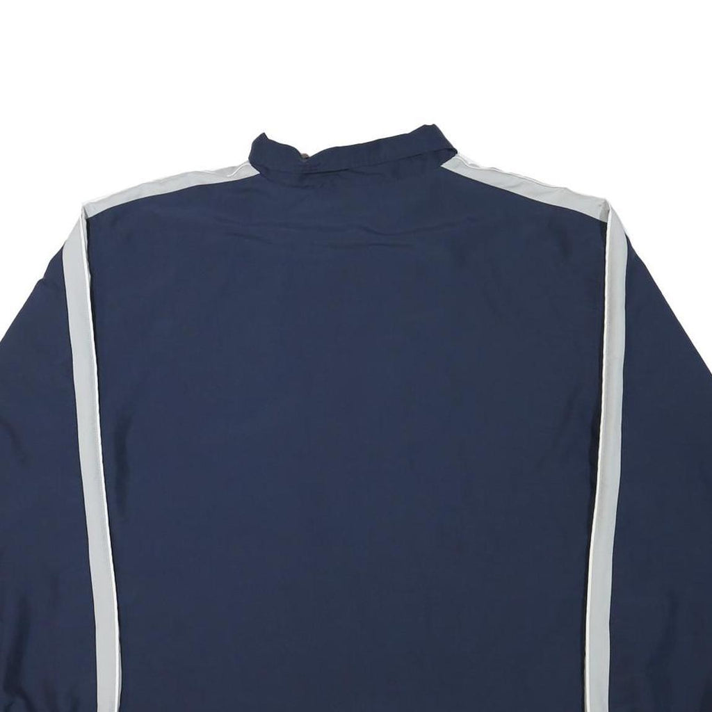 REEBOK Mens Blue & White Zip Jacket L Polyester Blend Plain Sports Casual